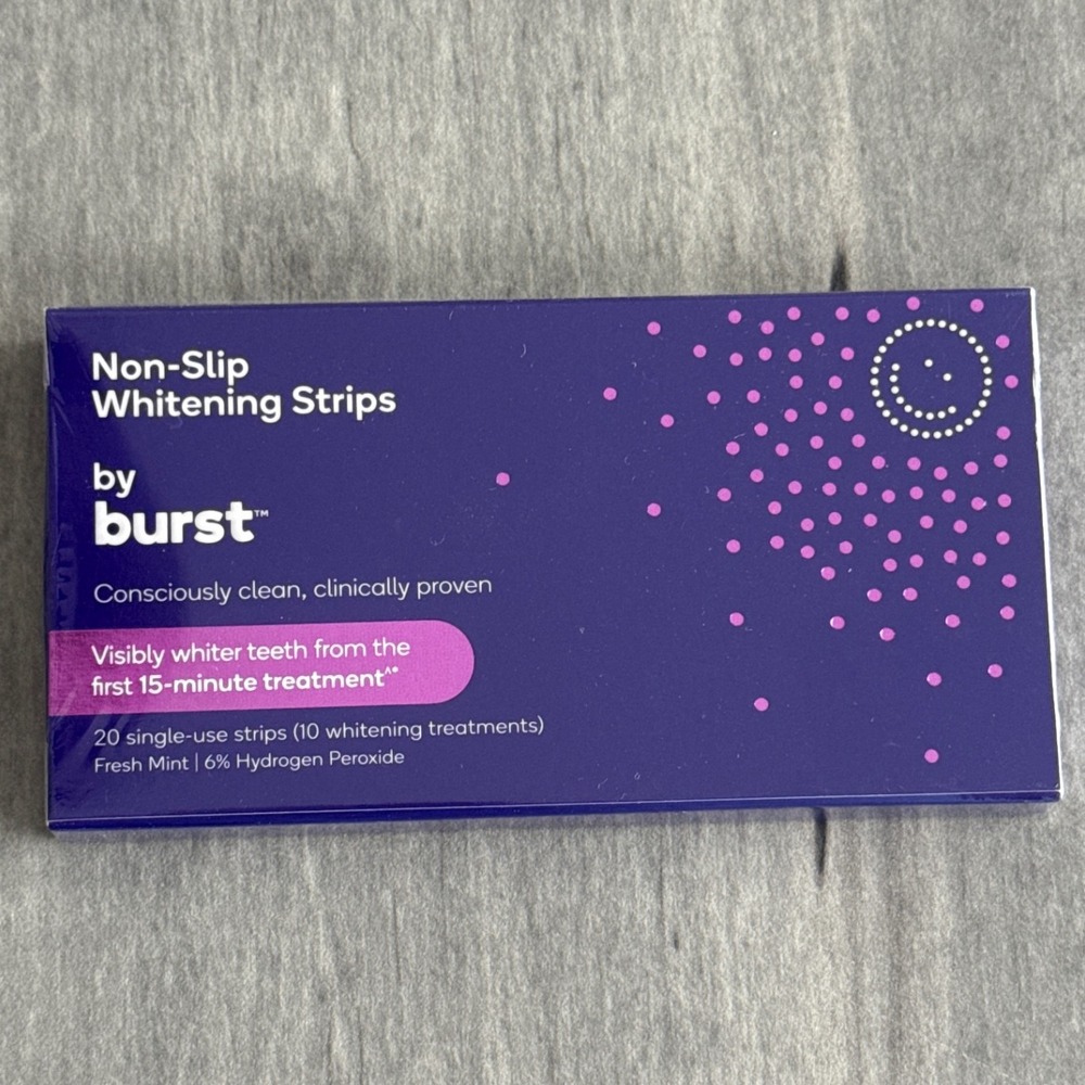 BURST Whitening Strips Non-Slip 20 Strips Fresh Mint‎ 6% Hydrogen Peroxide